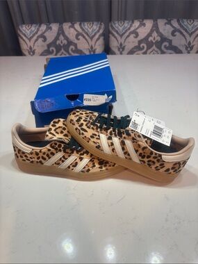 adidas Leopard Print Sneakers in Tan and Black LEFT 6 RIGHT 6.5